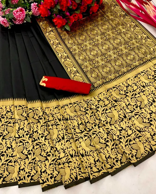 Black_Woven_Banarasi_Jacquard_Saree_(Black)